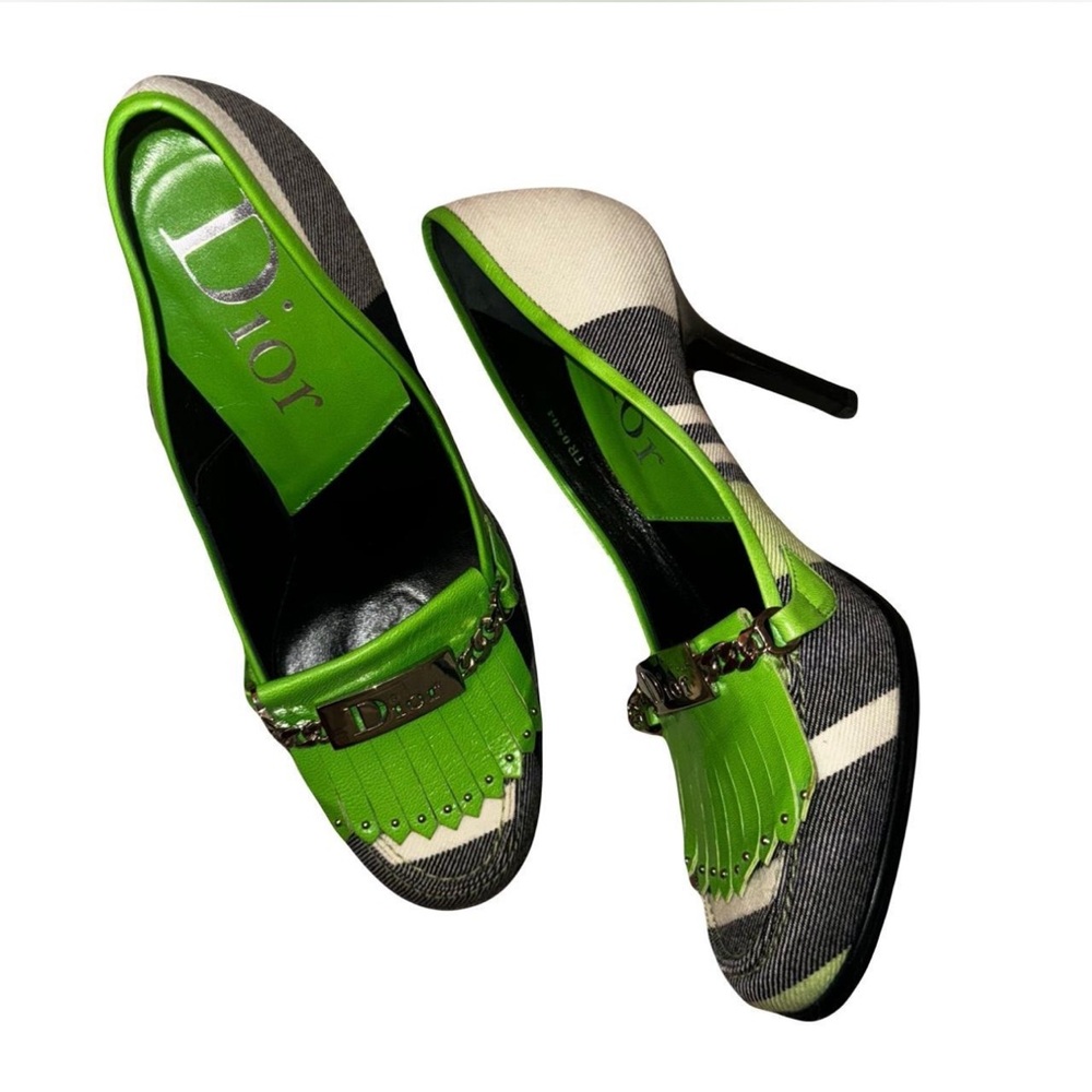 Dior Vibrant Green and Gray Heels